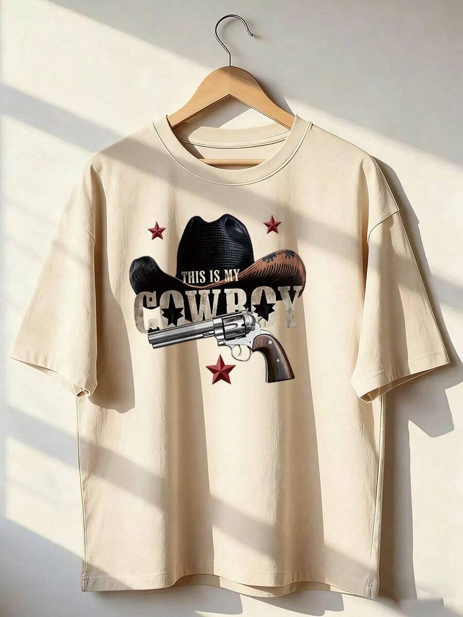 Retro American Style Short Sleeve T-Shirt, Fashionable Short Sleeve T-Shirt For Spring And Summer 2026, Made In Mexico, 180 Grams. Cartoon Print, Couple Design, Suitable For Indoor Or Outdoor Wear. Crew Neck, Unisex, Ideal For Office And Leisure. One-Piece Pack. - APR-P631577SLNDXZGY432 - 查看 1