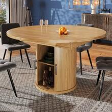 Large, Small, Small, Balkontisch, Large Tischplatte Runder Esstisch, Large Oval, 118-158 Cm, Platz Für Bis Zu 6 Personen, Holzfarbe - Natural - View 6