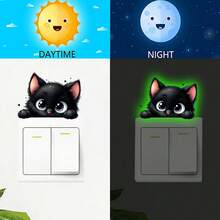 1/4 piezas Pegatinas luminosas de gato lindo que brillan en la oscuridad, calcomanías autoadhesivas luminosas, guía de iluminación suave para dormitorio, sala de estar, cocina, baño, entrada, brilla automáticamente en la oscuridad por la noche, autoadhesivo y removible, calcomanías para bicicleta - Dibujos animados - Ver 9