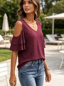 Women Tops - Burgundy - View 3
