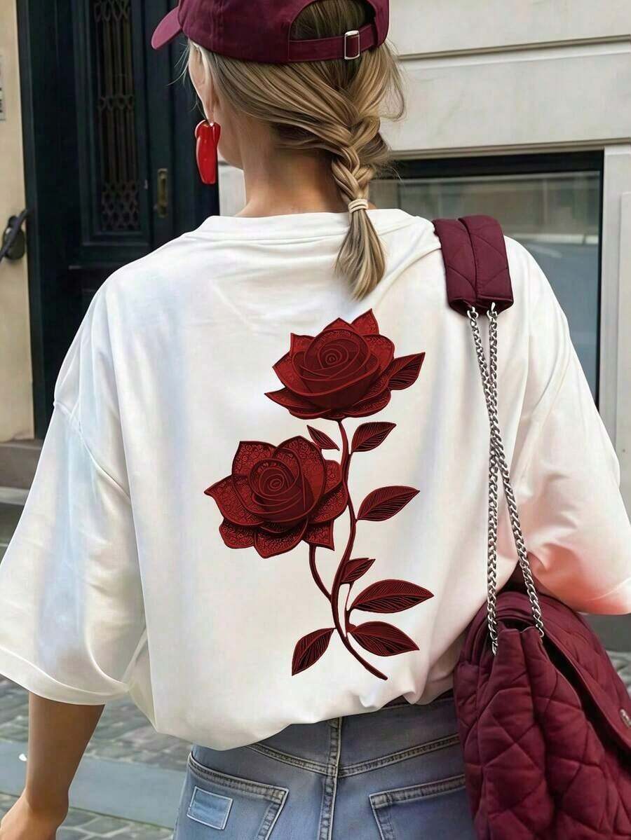 Camiseta casual para mujer, con estampado de anatomía del cerebro y el corazón, corte holgado y oversize, estilo callejero de cuello redondo y manga corta, adecuada para ir al trabajo, viajes por la ciudad, salidas de verano, reuniones con amigos, brunch de fin de semana,Soft Fabric, Loose Design, Round Neck, Short Sleeves, Springsummer, Daily Wear - Blanco - Ver 1
