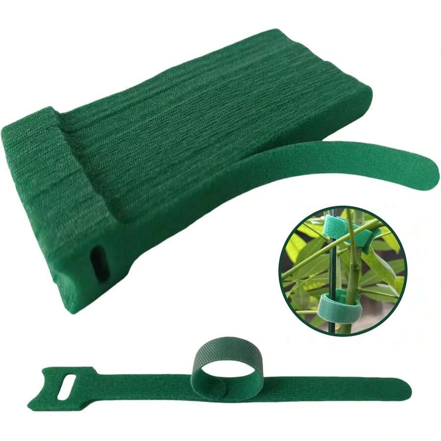 Green, Reusable, 50 Pieces, 6 Inch (Approx. 15.2 Cm) Adjustable Non-Slip Nylon Plant Ties And Straps With Hook And Loop Fasteners - Perfect For Climbing Plant Support And Christmas Wreath Tying - One Size Fits All - View 1