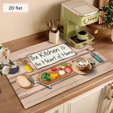 1pc Kitchen Drying Mat, Coffee Machine Pad, Absorbent Dish Drying Mat With Cutting Board & Vegetable Illustrations, Suitable For Dining Table And Cafe, Practical And Decorative Multipurpose Drainage Mat, Household Gift - XYLSD-322 - View 4