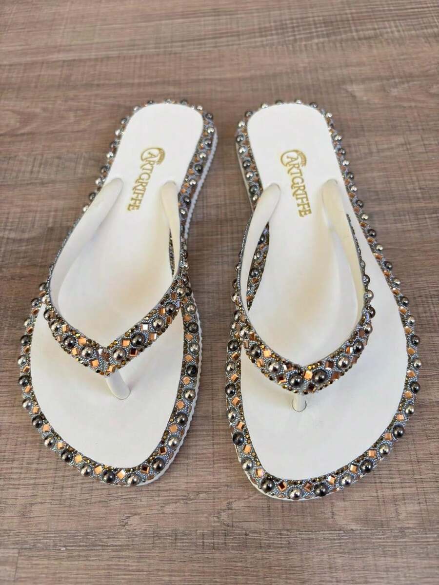 Chinelo De Dedo Rasteirinha Feminino Pedra Turquesa Presente Ano Novo Verão Praia Moda Blogueira Luxo