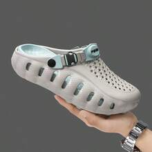 Sandalias de hombre con bloques de color, sandalias transpirables de EVA con correas ajustables, cómodas de llevar, adecuadas para actividades casuales al aire libre en primavera, verano y otoño - gris azul - Ver 1