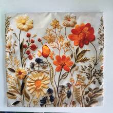 1 vỏ gối trang trí in họa tiết hoa sống động (in phẳng 2D, không thêu), chất liệu vải polyester kiểu đồng quê, in một mặt, hình vuông, thích hợp cho ghế sofa, giường, xe hơi, phòng ngủ và phòng khách, có thể giặt máy, khóa kéo, không bao gồm ruột gối. - Màu vàng - Xem 6