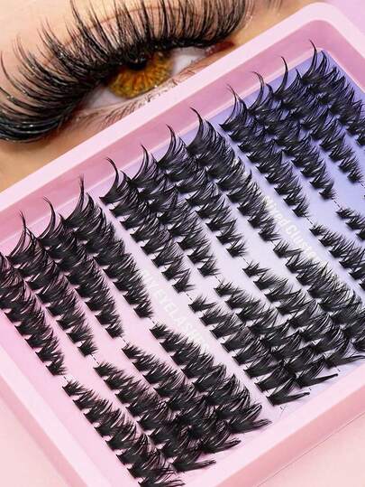 AYRMILLA 192 Cluster False Eyelashes DIY Eyelash Extension Mixing Tray Cluster Eyelashes Single 3D Eyelashes Cat-Eyed Eyelashes, Cosplay, Natural False Eyelashes, Suitable For Weddings, Parties, And Daily Club Work Meetings, Suitable For Newbie Fairy Makeup
