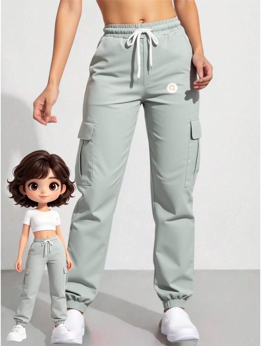 Women Jogger Pants Pantalones Mujer Relax Fit Elastic Cuff Streetwear Trousers - Gris - Ver 1