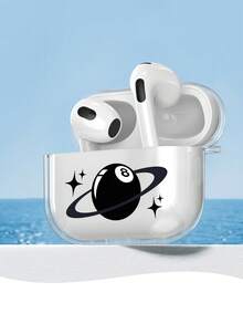 Billiards Ball Planet With Stars Printtransparent For AirPods Case, Compatible With For AirPods 4th/3rd/2nd/1st Generation - Clear - View 4