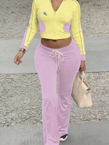 New Women's Slim-Fit All-In-One Set In Solid Color, Suitable Commuting, Dating And Family Gatherings. - Yellow (Type B) - View 4