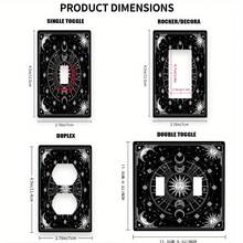 1 pieza Panel de interruptor de luz de 1 o 2 enchufes con diseño misterioso del sol, la luna y el zodiaco, cielo estrellado, placa decorativa de pared para baño, dormitorio, decoración artística - Multicolor - Ver 2
