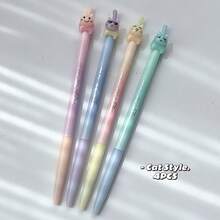 4pcs Cute Wiggly Kitty Tail Click Gel Pen, 0.5mm Needle Point Black Ink Pen, Quick Dry Smooth Writing, Retractable Press Design, Freely DIY The Kitten Suitable For Long Time Writing, Calligraphy And Homework - Gel Pen - View 10
