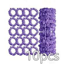 20 unidades de elásticos de cabelo em cetim de seda roxo, ideais para o verão, praia e férias. - Roxa - Ver 6