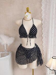 Swim Mod Set de 3 piezas de ropa de baño de verano para mujer - Blanco y Negro - Ver 9