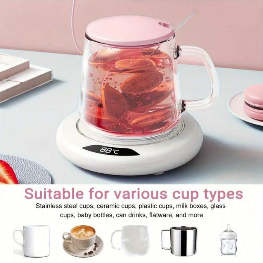 SOKANY Smart Insulated Cup Warmer Pad, USB Powered, Portable, 3-Level Temperature Control (55-75℃), One-Touch Start, 8-Hour Auto Shut-Off, Worry-Free Use, Home & Office Desk Cup Heating Gadget