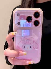 SANRIO Korean Cute Plaid Melody Glass Phone Case, Instant Large View Anti-Drop Lens Full Coverage Protective Shell, Suitable For IPhone 17/17Air/17Pro/17Promax, 16/16Plus/16Pro/16Promax, 15/15Plus/15Pro/15Promax, 14/14Plus/14Pro/14Promax, 13/13Pro/13Promax, 12/12Pro/12Promax, 11/11Pro Max, Dust-Proof, High-Value, Popular - Pink - View 5