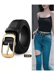 Thắt lưng nữ thời trang công sở thường ngày đa năng, phù hợp để phối cùng quần jeans và quần tây. - màu đen - Xem 1