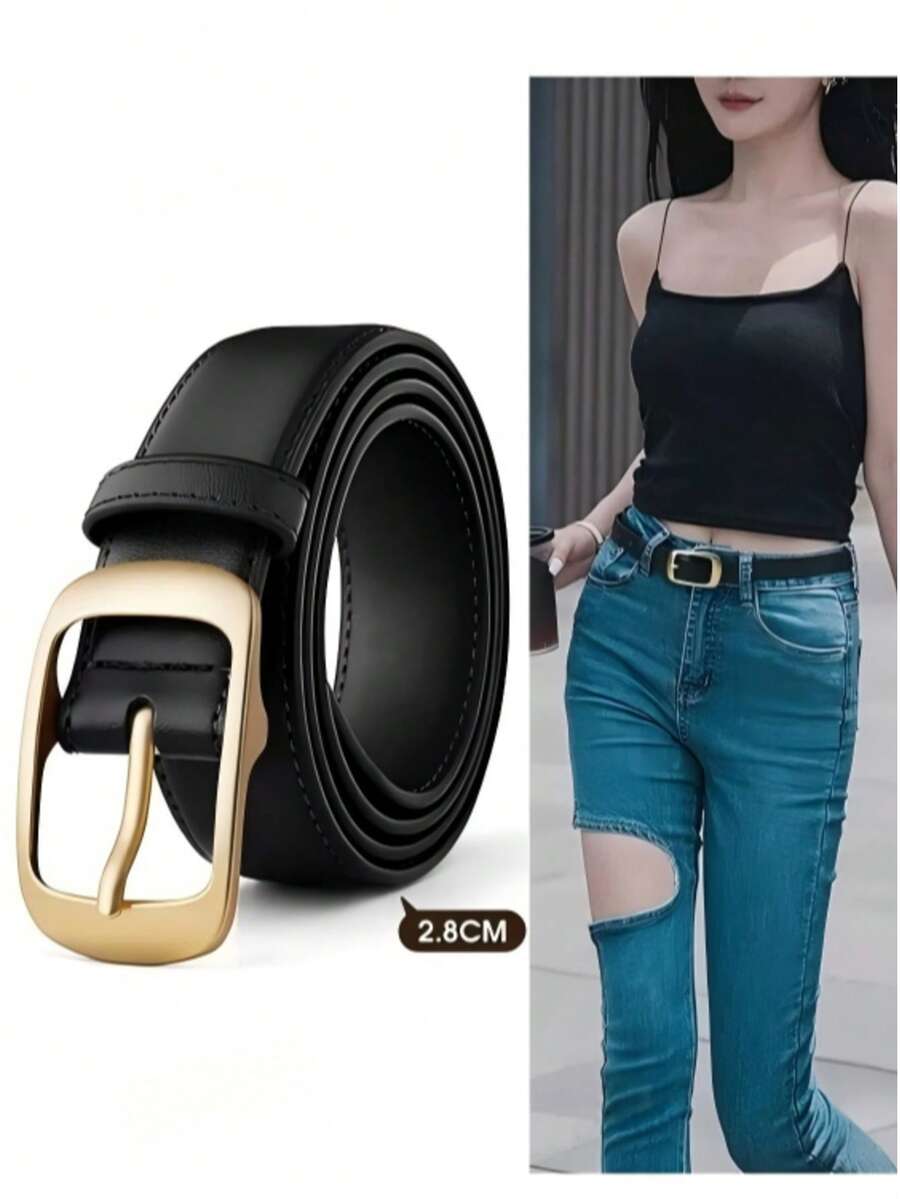 Thắt lưng nữ thời trang công sở thường ngày đa năng, phù hợp để phối cùng quần jeans và quần tây. - màu đen - Xem 1