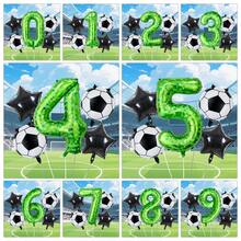 5pcs Football Party Birthday Balloon Set, Includes 40-Inch 0-9 Pixel Number Balloons, Football Balloons, Pentagram Balloons, Suitable For Birthday, Football Theme Party, Sports Theme Party Decoration - Multicolor - View 7