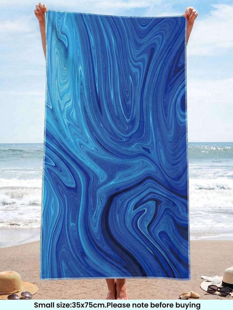 1件波浪印花沙灘浴巾,時尚游泳毛巾,適合居家浴室,休閒多用途,採用高吸水超細纖維製成,便攜輕量,防風防沙,防紫外線,夏季必備,適合夏季度假、旅行及日常浴室使用,提供標準尺寸與加大尺寸(小號 35*75cm,推薦尺寸 150cm 以上) - 彩色 - 查看 1