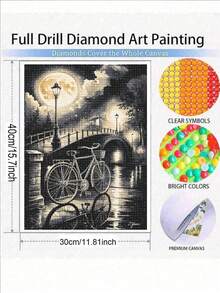 夜景自行车钻石画 DIY钻石艺术 DIY钻石马赛克十字绣套件 全圆钻刺绣画 家居装饰 - 圓鑽 - 查看 10