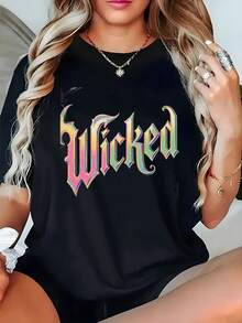 Una camiseta retro de manga corta para mujer, moderna y a la moda, adecuada para actividades al aire libre en primavera y verano, la camiseta "Evil Lady" con estampado que cambia de color en arcoíris - camiseta negra casual, de diseño elegante, ultra suave y transpirable para el verano - el regalo perfecto para mujeres a la moda.blusas para mujer,blusas casuales para dama,tops,, mujer premium,y2k,playeras de mujer curvy,ofertas y liquidaciones ropa mujer,playeras deportivas para mujer,,playeras de hombre, mujer,blusas>elegante V6W2 - Negro - Ver 8