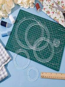 Juego de 6 piezas de plantillas de costura, regla de costura de acrílico transparente, regla para hacer y graduar patrones de ropa, herramientas de costura DIY hechas a mano, juego de reglas de sastre multifuncionales, 1-6 pulgadas - regla redonda - Ver 1