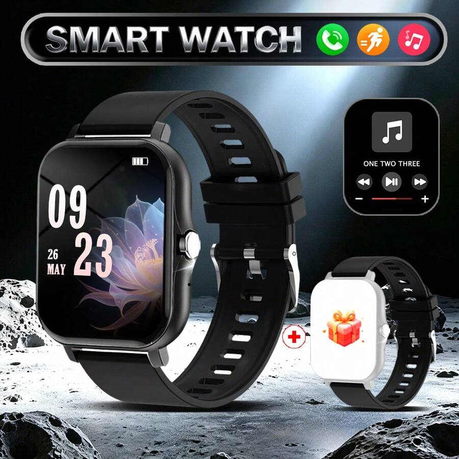 Smart Watch, 1.83 Inch HD Touch Screen Smartwatch, Soft Silicone Strap, Call/Message Notification, Pedometer, Calorie, Sports Tracking, Multiple Sports Modes, Multi-Functional Smartwatch, Unisex, Compatible With IPhone And Android Phones, Perfect For Gym Daily Use And Christmas Birthday Gift