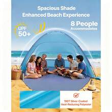 Beach Tent Sun Shelter For 8 Person, UPF 50+ Protection, Portable Sun Shade Canopy With Carrying Bag & Sand Pockets, Lightweight And Easy Setup Beach Umbrella For Camping Fishing Outdoor Picnic - Dành cho 8 người, Sand Pockets - Xem 2