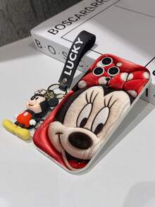 Disney Mickey Mouse Clubhouse Phone Case : 3D Fluffy Pattern Border Protector Phone Soft Phone Case With A Free Cute Mickey Bracelet Chain Lanyard, Mickey, Minnie, Goofy, Donald Duck, Daisy Duck, Pluto, For Apple 17 Promax 17 Pro 16 15 14 13 12 11 Pro Max XS Max X XR Soft Cover Summer Phone Case - 白色 - 查看 7