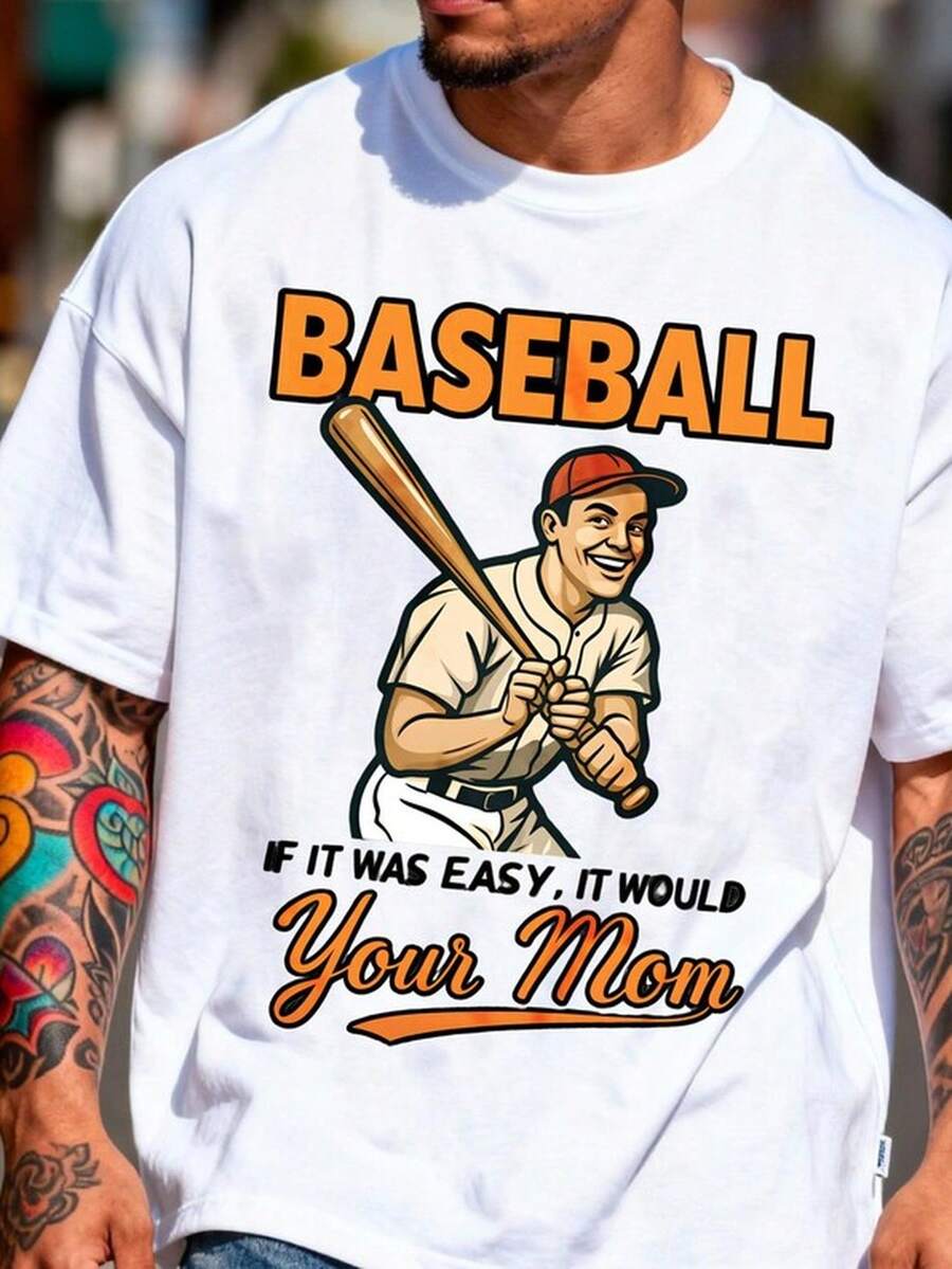 R Baseball Player T1S1Hirt Funny If It Was Easy Graphic T1EE