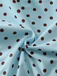 Traje de baño de dos piezas de mujer con lunares sexy, diseño retorcido y asimétrico con espalda descubierta de gasa, traje de baño de una pieza para vacaciones en la playa en verano - Azul cielo - Ver 7