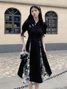 Women Midi Dresses - Black - View 1