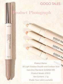 GOGO TALES GOGOTALES 2-in-1 Contour and Highlight Stick, Ciptakan Bayangan 3D dan Kulit Cerah, Kontur Alami dan Pembentukan Wajah, Ringkas dan Portabel, Ideal untuk Pemula - #G02 Putih Berkabut - View 11