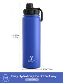 Meoky Bình nước thể thao cách nhiệt bằng thép không gỉ 18/26/40oz có nắp và tay cầm kèm ống hút, miệng rộng, hai lớp cách nhiệt chân không, chống rò rỉ, giữ nóng 12 giờ, giữ lạnh 24 giờ. - 26oz Xanh ven biển - Xem 6