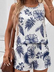 , Conjunto de 2 Piezas para Mujer, Camisola de Cuello Redondo con Estampado de Lunares y Pantalones Cortos, Ideal para Verano, Conjunto Casual de Dos Piezas para Salir. - Multicolor 24 - Ver 2