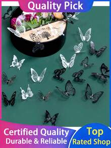 1 pieza/8 piezas/32 piezas Pegatinas 3D de mariposas negras y blancas de PVC, adecuadas para decorar armarios en la sala de estar y el dormitorio, embellecer las paredes del hogar. También son excelentes para accesorios hechos a mano para ramos de rosas, arreglos florales, materiales de embalaje de flores y pegatinas de pared 3D. También son adecuadas para pegatinas de pared decorativas DIY, creando una atmósfera minimalista y fresca, perfectas para fotografía y decoración de paredes. - multicolor - Ver 4
