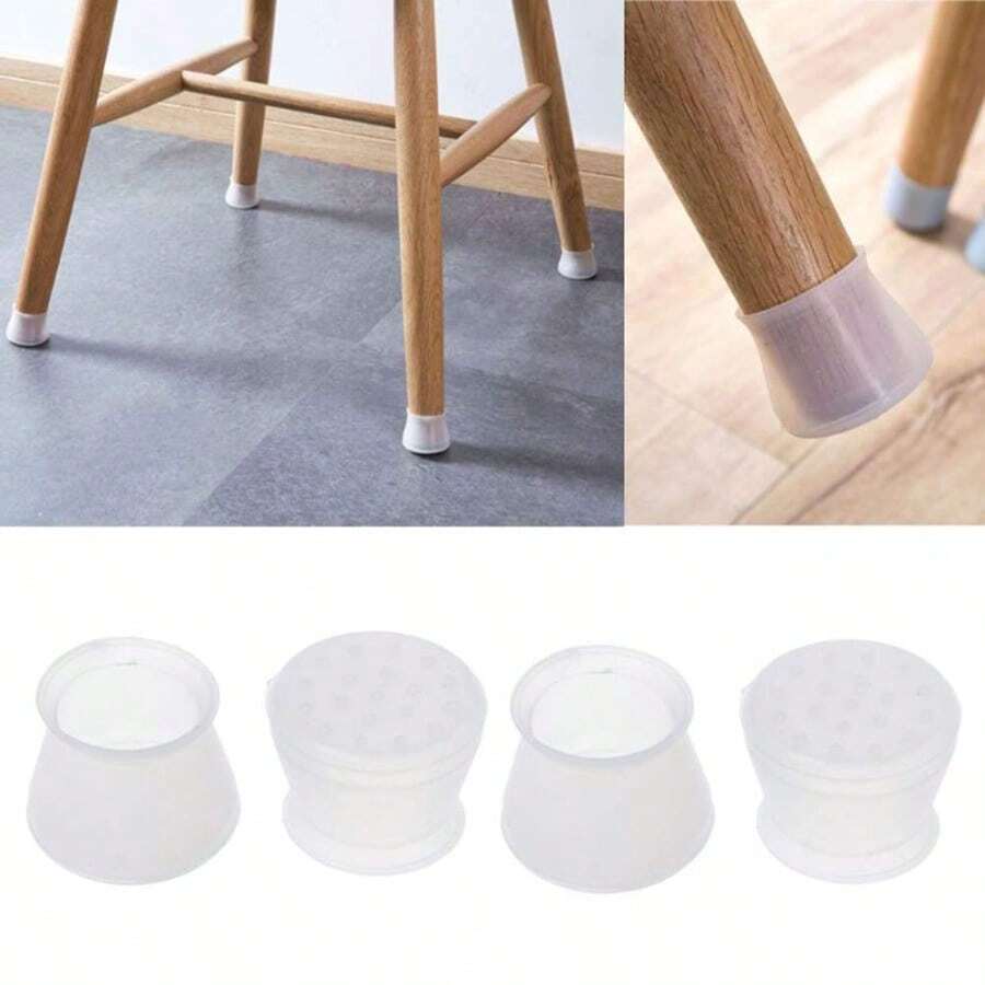8 Pieces Of 4cm/1.57-Inch Anti Slip Silicone Table And Chair Footrests, Table And Chair Protection Pads, And Chair Mute Pads (Transparent Color) - C - View 1