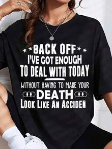 One Graphic T-Shirt With The Phrase "Enough Of This Today, Without Having To Make Your Death Look Like An Accident." It's A Perfect Gift For Friends And Family On Any Holiday Or Special Occasion. 180g, 100% Soft Cotton. - 黑色 - 查看 2