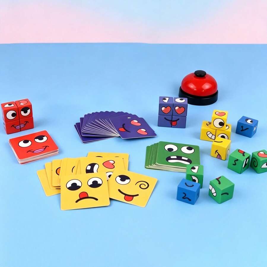 Juego de cubo mágico de cambio de cara, oferta especial del juego Uzzle, juego de bloques de construcción de cambio de cara, juego de cubo mágico de cambio de cara, rompecabezas de bloques de construcción de emparejamiento de expresiones, juguetes de bloques de construcción, juguetes educativos, juego de batalla familiar