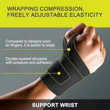 2pcs Adjustable Sports Compression Wrist Wraps, Comfortable Joint Support, Suitable For Men And Women, One Size Fits Most - Black - View 6