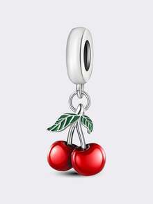 1pc Red Cherry Pendant Charm For Women's Bracelet/Bangle DIY Jewelry Making And Daily Matching - Style 7 - View 1