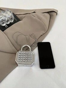 New Acrylic Mini Handbag, Fashion Clutch Purse, Personalized Lipstick Case, Celebrity Evening Bag, Crossbody Chain Bag - Silver - View 3
