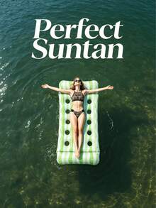 1pc Adult Extra Large Inflatable Floating Mat With Pillow Backrest, Sunbathing Floating Bed Suitable For Lake, Beach, Swimming Pool Party As Floating Toy, Water Lounge, Cool And Dry - Floating Bed - View 2