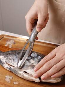1pc Stainless Steel Fish Scale Scraper, Manual Fish Scaler, Kitchen Fish Descaling Tool, Double-Sided Serrated Quick Descaling, Suitable For Freshwater & Saltwater Fish, One-Piece Easy To Clean And Store, Kitchen Essential - View 10