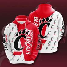 Cincinnati Bearcats Custom All Over Print Hoodie 3D - 彩色 - 查看 2