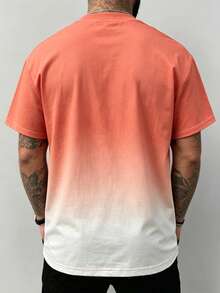 Men's Gradient Lightning Print Short Sleeve T-Shirt, Fashion For Summer - Orange - View 2