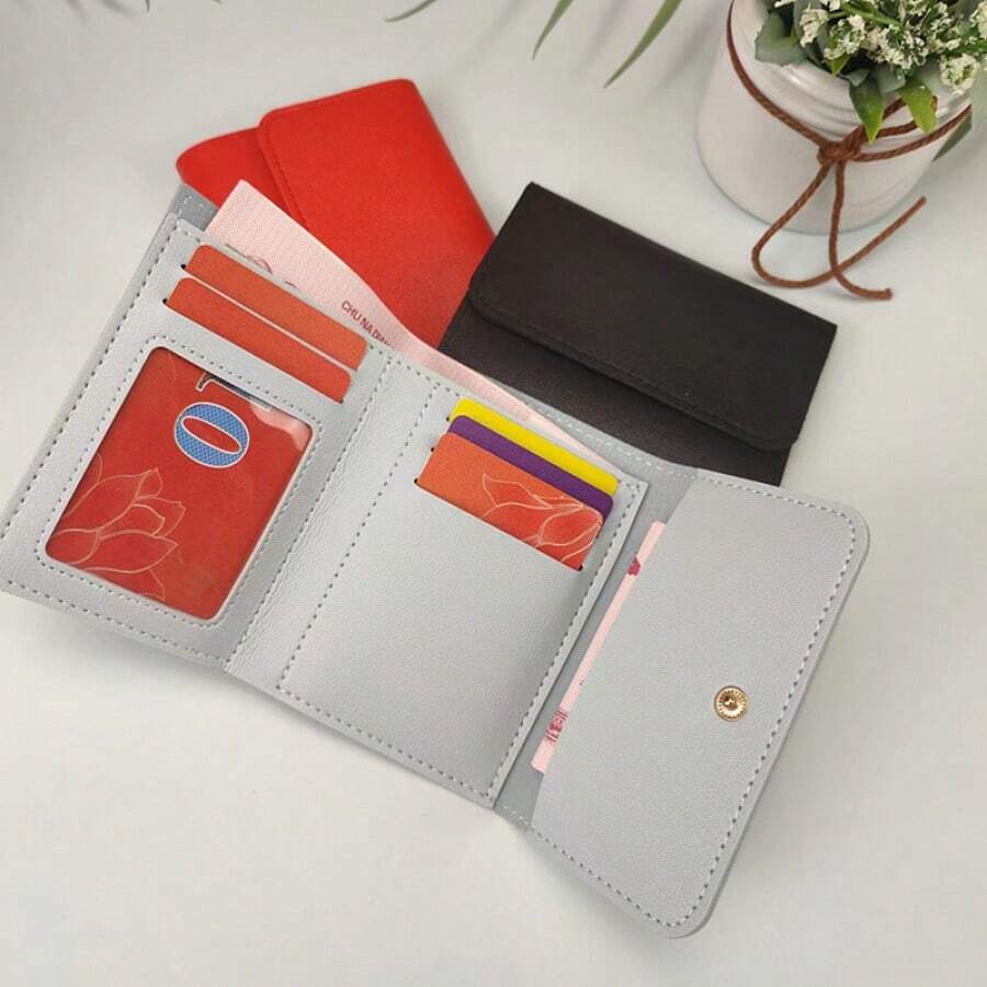 Pointer jumping Minimalist Short Women's Wallet, Student Multi-Function Card Holder Coin Purse, 70% Discount, Ultra-Thin Glossy Wallet - Multicolor - View 1