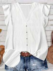 Camisa minimalista casual para mujer, adecuada para el verano - Blanco - Ver 1