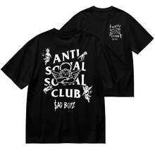 1 Piece 180g Women's T-Shirt, Men's Casual Cotton Crew Neck T-Shirt. Women's Sports T-Shirt. Designed By Y2K Artists In The Bababask Style, Made From 100% Pure Cotton. Creative Cartoon Pattern Design, Comfortable Short Sleeves - 黑色5 - 查看 6